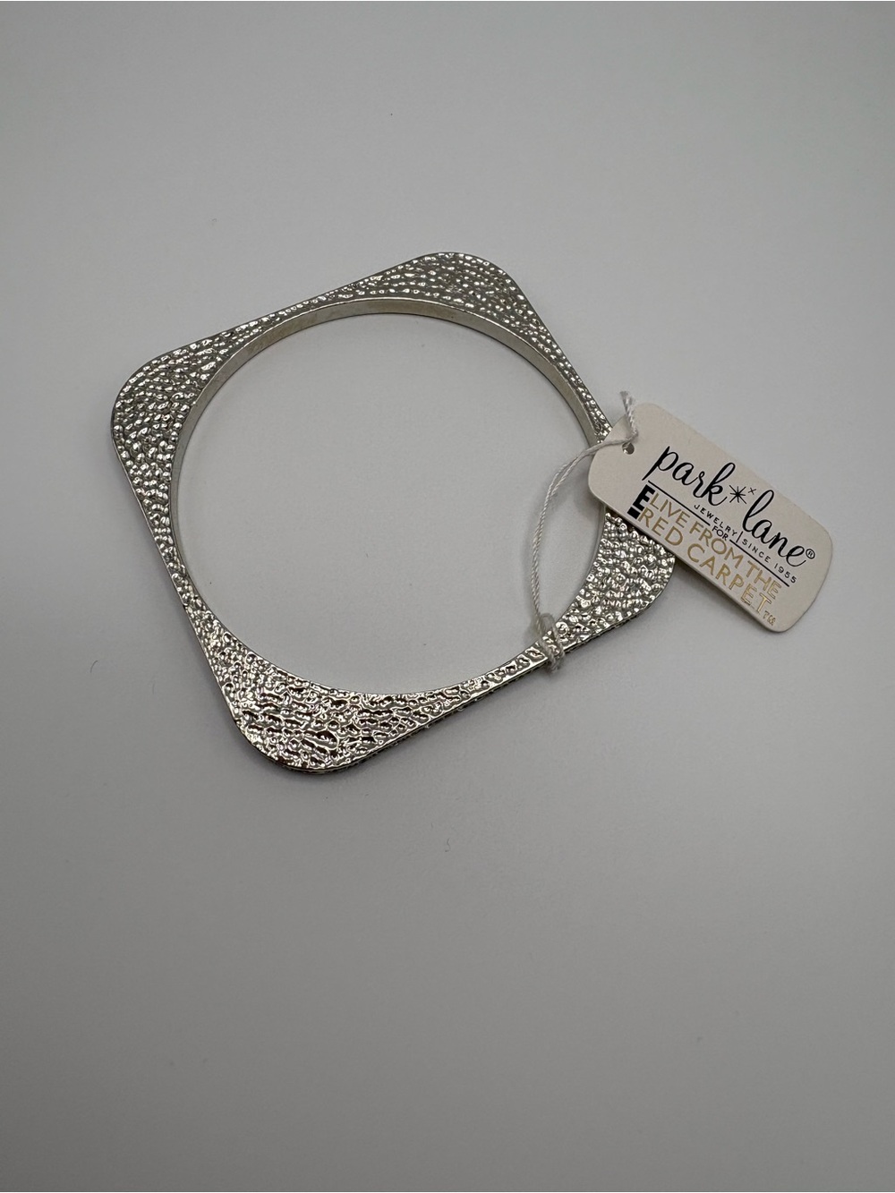 Park Lane Textured Silver-Tone Square Bangle Bracelet
